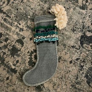 Anthropologie Christmas Pom Stocking